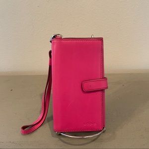 Pink Leather Lodis Wristlet Wallet